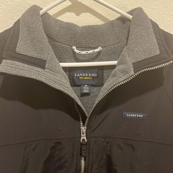 LANDS END | Black “The Squall” Water & Wind Proof Jacket w/ Fleece Lining | M - Picture 2 of 9